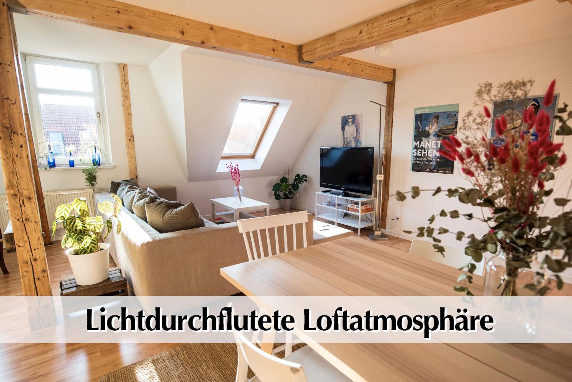 Helles 80M2 Maisonette-Loft Mit Balkon, Kingsize Bett, Smart-Tv, Etc Apartman Erfurt Kültér fotó